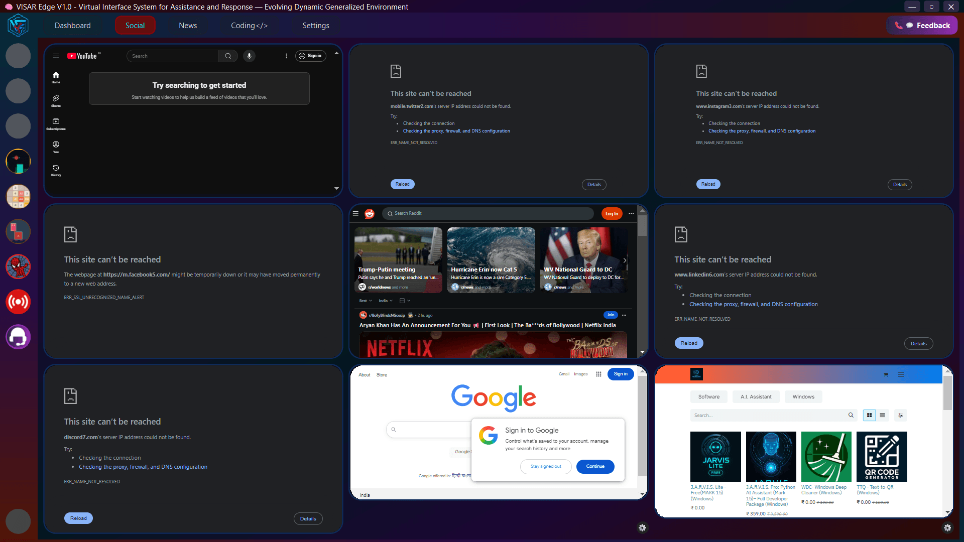 VISAR Edge Social Tab