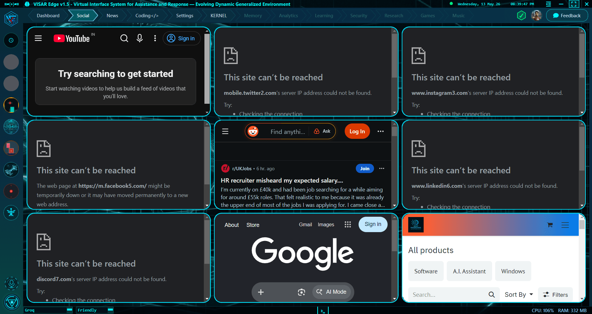VISAR Edge Social Tab